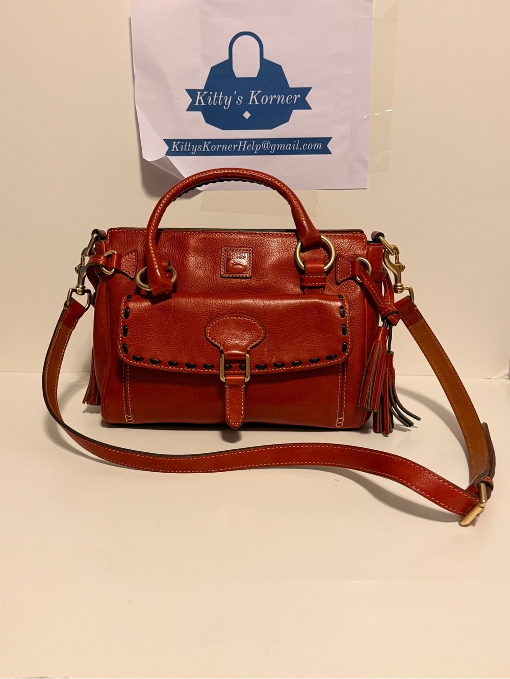 NWT Dooney & Bourke Red Leather w/Front Pocket Satchel